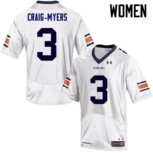 Auburn Tigers Women's Nate Craig-Myers #3 White Under Armour Stitched College NCAA Authentic Football Jersey ASH5874MQ